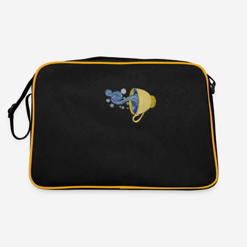 Starry Coffee, Starry Night - Vincent - Retro Tasche - Schwarz/Gold
