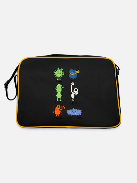 Sweet bacteria and viruses - flu, E.Coli - Retro Bag - black/gold - Back