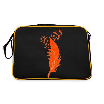 Plume et oiseaux oranges - Sac Retro - noir/or - Dos