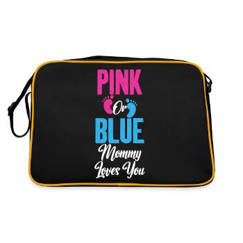 Pink or Blue Mommy Loves You Baby Gender Reveal - Sac Retro - noir/or - Dos