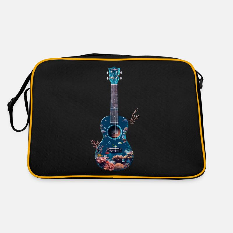 Fisch Ukulele - Retro Tasche - Schwarz/Gold
