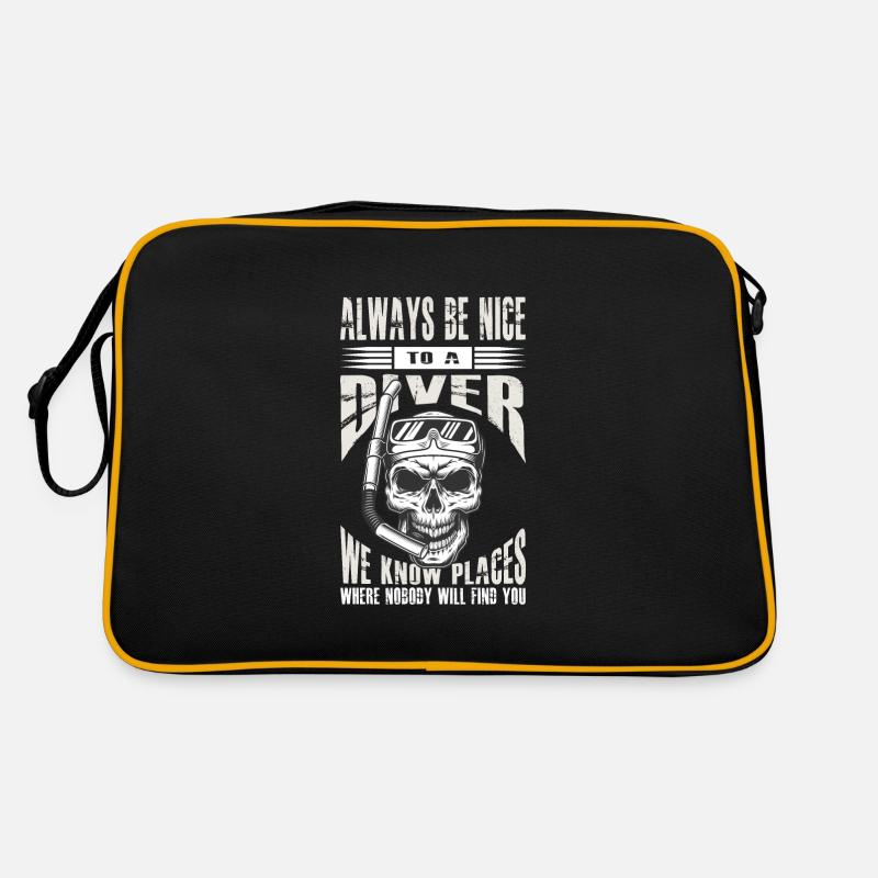 Schnorcheln Totenkopf Be Nice To a Diver Retro Tasche