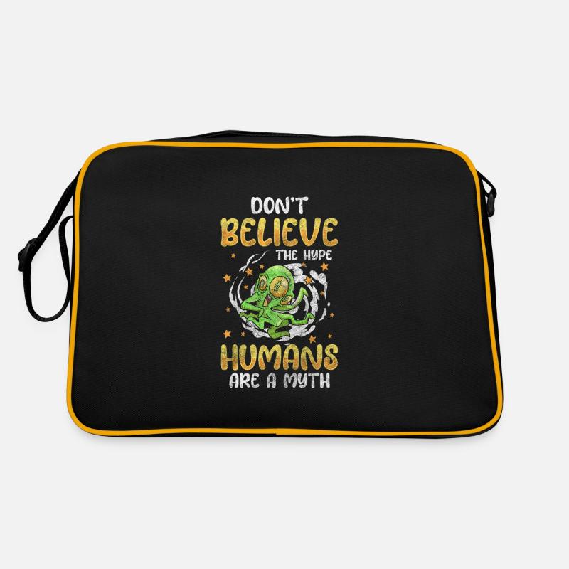 Ufo Raumschiff Untertasse Mars - Retro Tasche - Schwarz/Gold