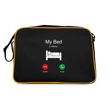 My Bed is Calling Bed Sleeping Saying Funny Tired - Retro Bag - black/gold - Back