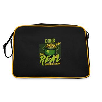 Hunde sind die wahren Schätze St. Patricks Day - Retro Tasche - Schwarz/Gold - Hinten