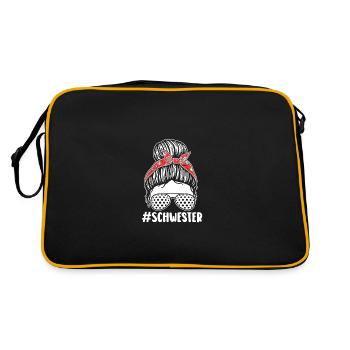 Golfspieler Schwester Golf - Retro Tasche - Schwarz/Gold - Hinten