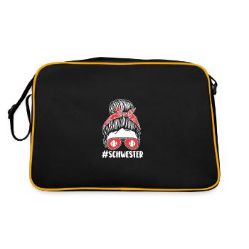 Baseballspieler Schwester Baseball - Retro Tasche - Schwarz/Gold - Hinten