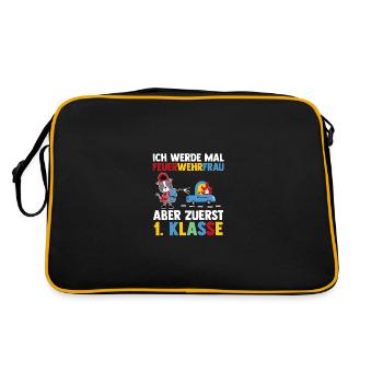 Fire Brigade First Grade School Enrollment School Child - Retro Bag - black/gold - Back