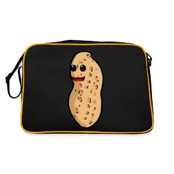 Erdnuss Nuss Kinder Erdnüsse Kind Baby Kinder - Retro Tasche - Schwarz/Gold - Hinten