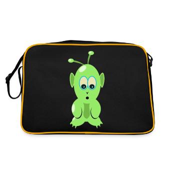 T-shirt martien, pour alien et OVNI fan - Sac Retro - noir/or - Dos
