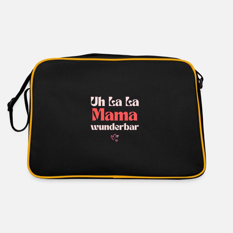 Muttertag - Uh la la Mama wunderbar - Retro Tasche - Schwarz/Gold