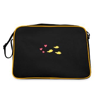 Cœur animaux oiseaux volent - Sac Retro - noir/or - Dos