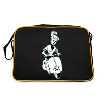 Roller, Scooter, Retro, Vintage, Führerschein - Retro Tasche - Schwarz/Gold - Hinten
