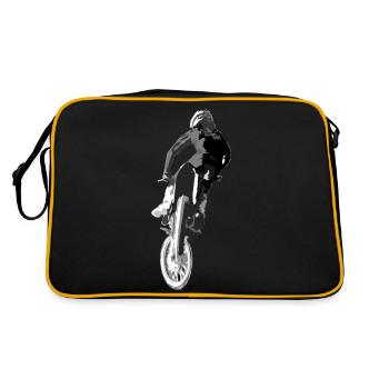motocross mx fmx bmx vtt mtb race racing sticker - Sac Retro - noir/or - Dos