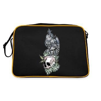 Hibou sur crâne // Illustration - Sac Retro - noir/or - Dos