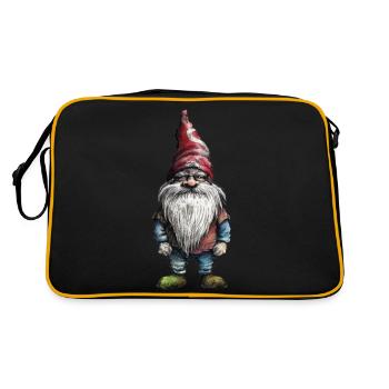 Garden Gnome Drawing - Retro Bag - black/gold - Back