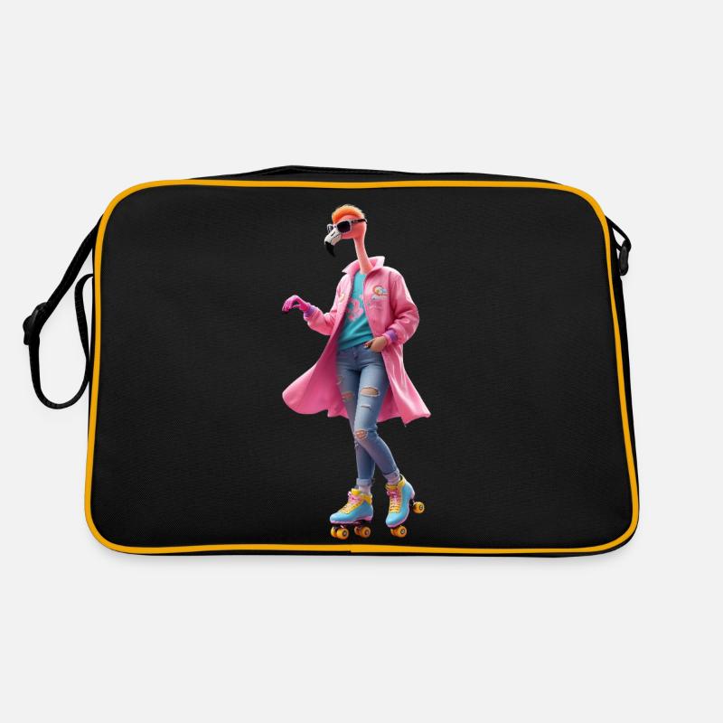 Roller skating Flamingo - Retro Bag - black/gold
