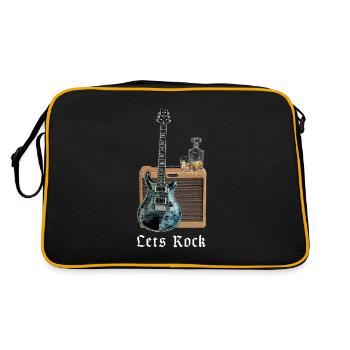 Let's Rock | Guitar, Whisky, Amplifier, Music - Retro Bag - black/gold - Back