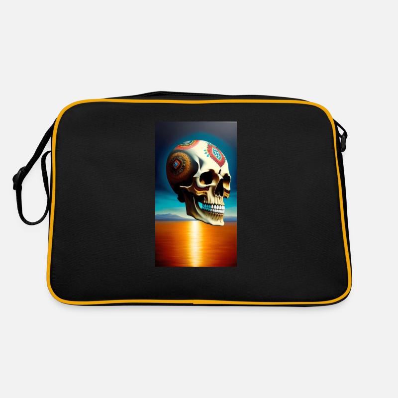 Schädel Logo - Retro Tasche - Schwarz/Gold