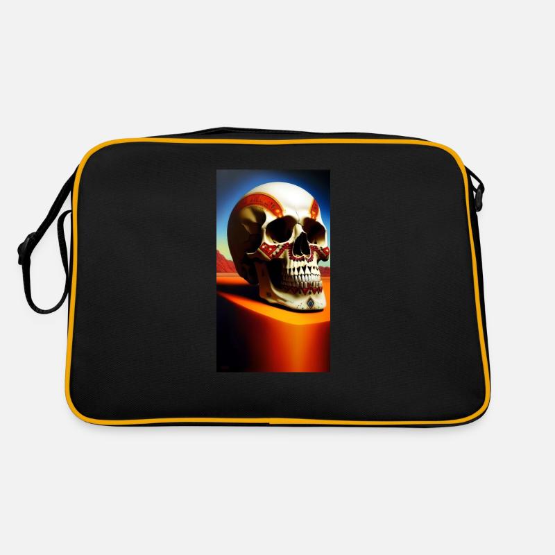Mexiko Schädel - Retro Tasche - Schwarz/Gold