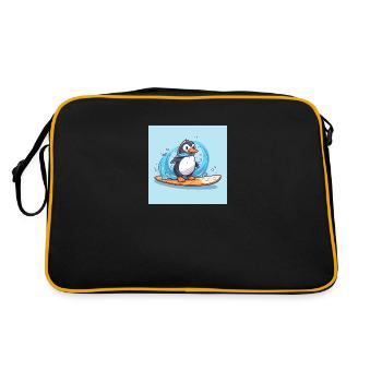 Pingouin de surf mignon sur une planche de surf - Sac Retro - noir/or - Dos