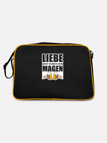 Liebe geht durch den magen - Retro Tasche - Schwarz/Gold - Hinten