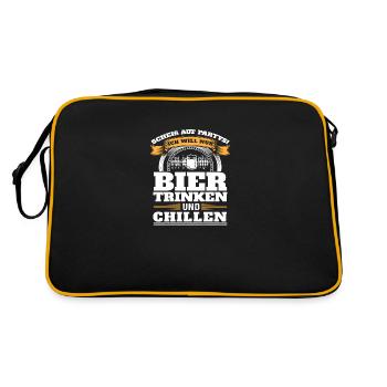 Scheiß auf partys Ich will nur Bier trinken - Retro Tasche - Schwarz/Gold - Hinten
