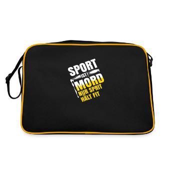Sport ist mord nur sprit hält fit - Retro Tasche - Schwarz/Gold - Hinten