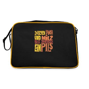 Zwischen leber und Milz passt immernoch ein Pils - Retro Tasche - Schwarz/Gold - Hinten
