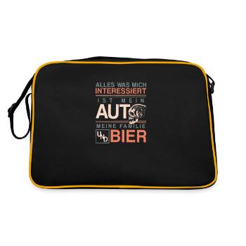 Alles was mich interessiert ist mein Auto und Bier - Retro Tasche - Schwarz/Gold - Hinten