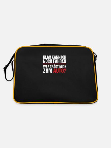 Klar kann ich noch fahren wer trägt mich ins Auto - Retro Tasche - Schwarz/Gold - Hinten