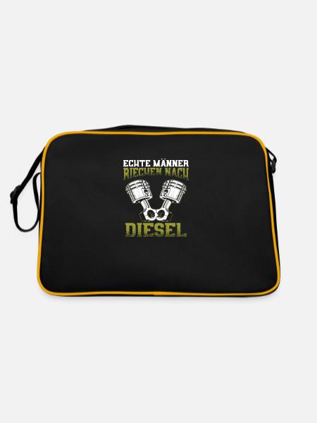 Echte Männer riechen nach Diesel - Retro Tasche - Schwarz/Gold - Hinten