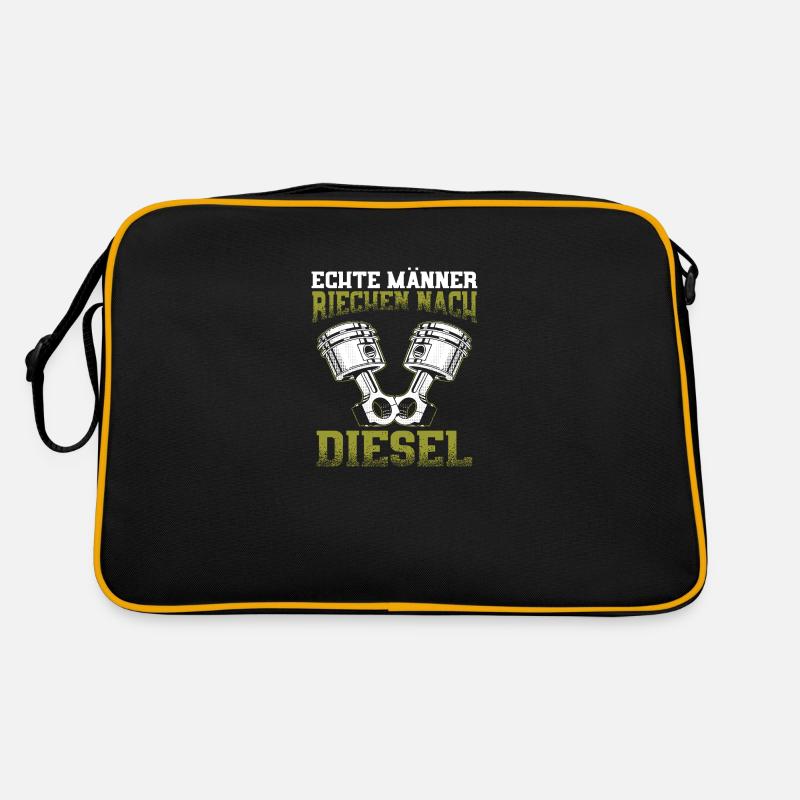 Echte Männer riechen nach Diesel - Retro Tasche - Schwarz/Gold