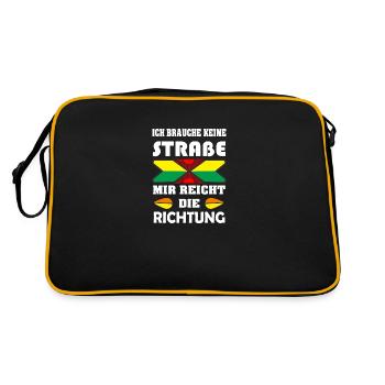 Ich brauche keine Straße - Retro Tasche - Schwarz/Gold - Hinten