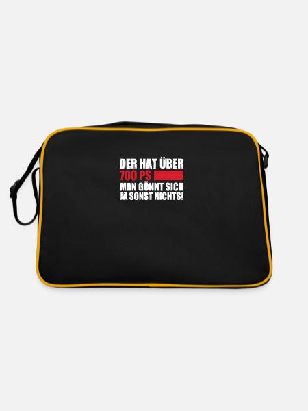 Der hat über 700 ps man gönnt sich ja sonst nichts - Retro Tasche - Schwarz/Gold - Hinten