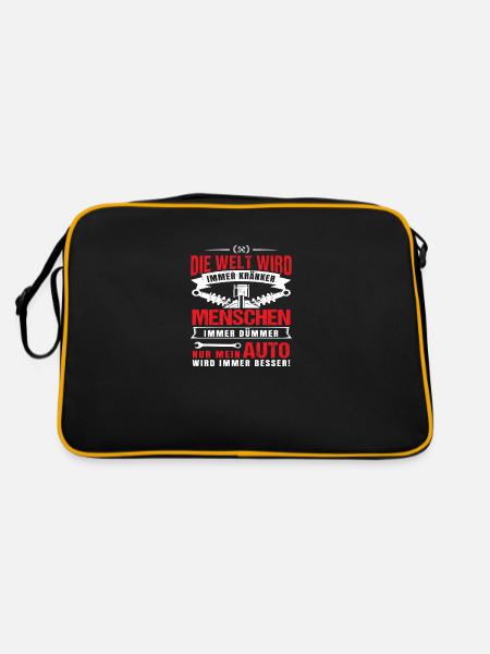 Mein Auto wird immer besser! - Retro Tasche - Schwarz/Gold - Hinten