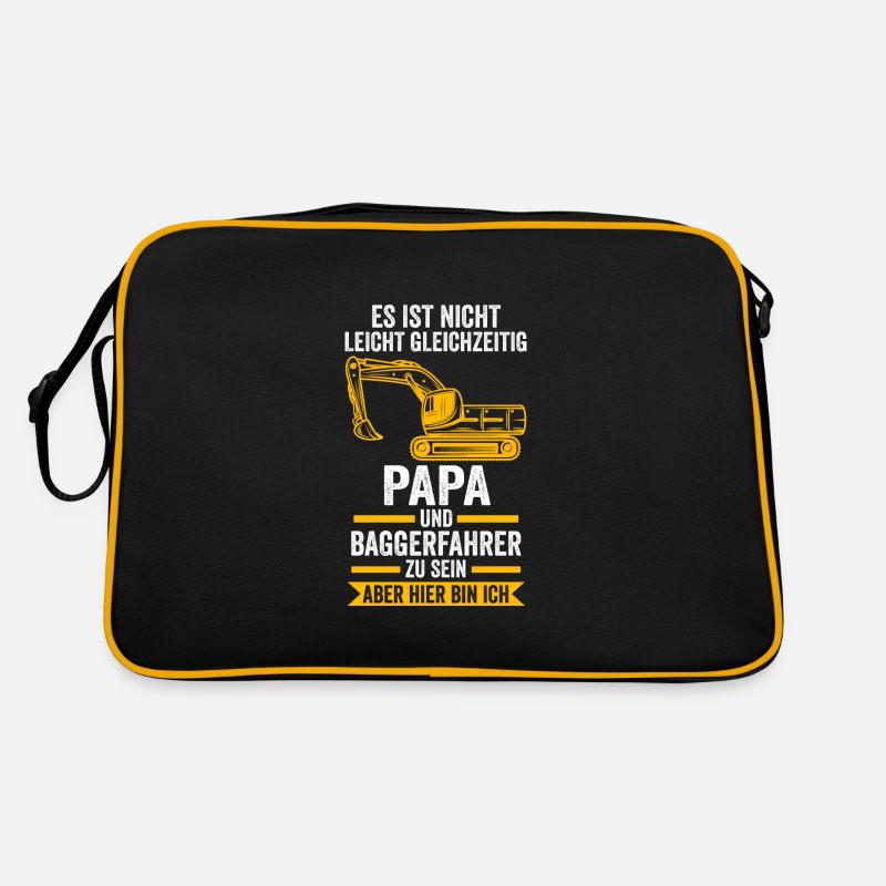 Baggerfahrer Papa Bagger Geschenk - Retro Tasche - Schwarz/Gold