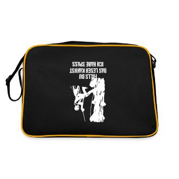 Baumklettern Arborist Baumpfleger Geschenk - Retro Tasche - Schwarz/Gold - Hinten