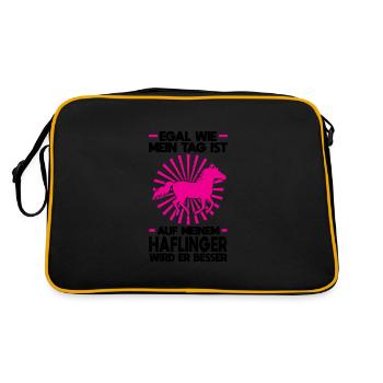 Haflinger Pferd Haflinger Liebhaber Geschenk - Retro Tasche - Schwarz/Gold - Hinten