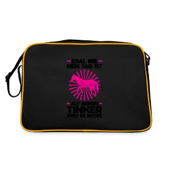 Tinker Pferd Pferde Geschenk - Retro Tasche - Schwarz/Gold - Hinten