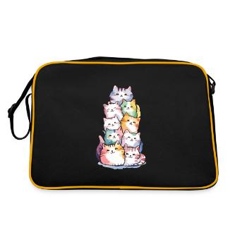 Liebenswerter Stapel bunter Katzen für - Retro Tasche - Schwarz/Gold - Hinten