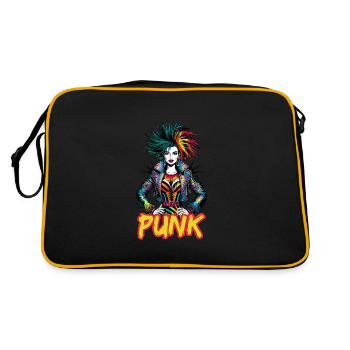 Punk Art Style Punk Girl für Rebellen - Retro Tasche - Schwarz/Gold - Hinten