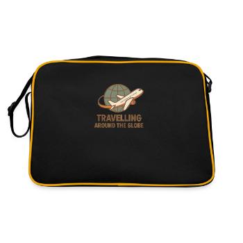 Travelling Around the Globe – Flugzeug & Globus - Retro Tasche - Schwarz/Gold - Hinten