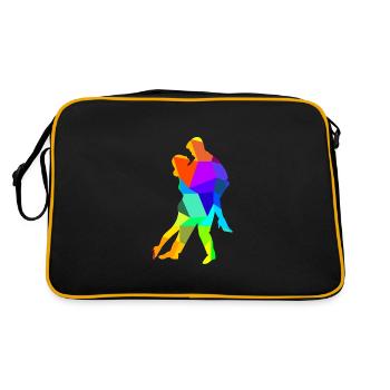 Tango Tanzen Tanzpaar Regenbogen Farben Polygon - Retro Tasche - Schwarz/Gold - Hinten