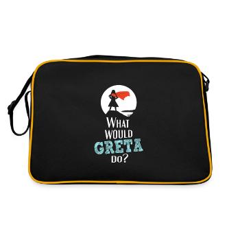 What would Greta do? - White Superhero Edition - Retro Bag - black/gold - Back