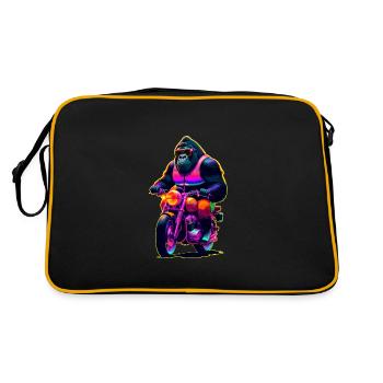 Gorille en moto avec des lunettes de soleil - Sac Retro - noir/or - Dos