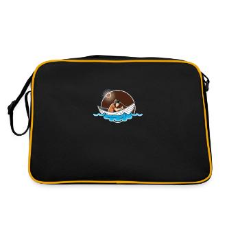 Fischer im Mondschein Mit Kind - Retro Tasche - Schwarz/Gold - Hinten
