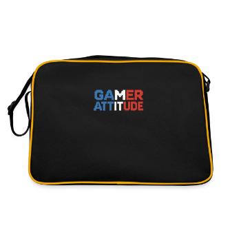 Gamer Attitude Deutsch - Retro Tasche - Schwarz/Gold - Hinten