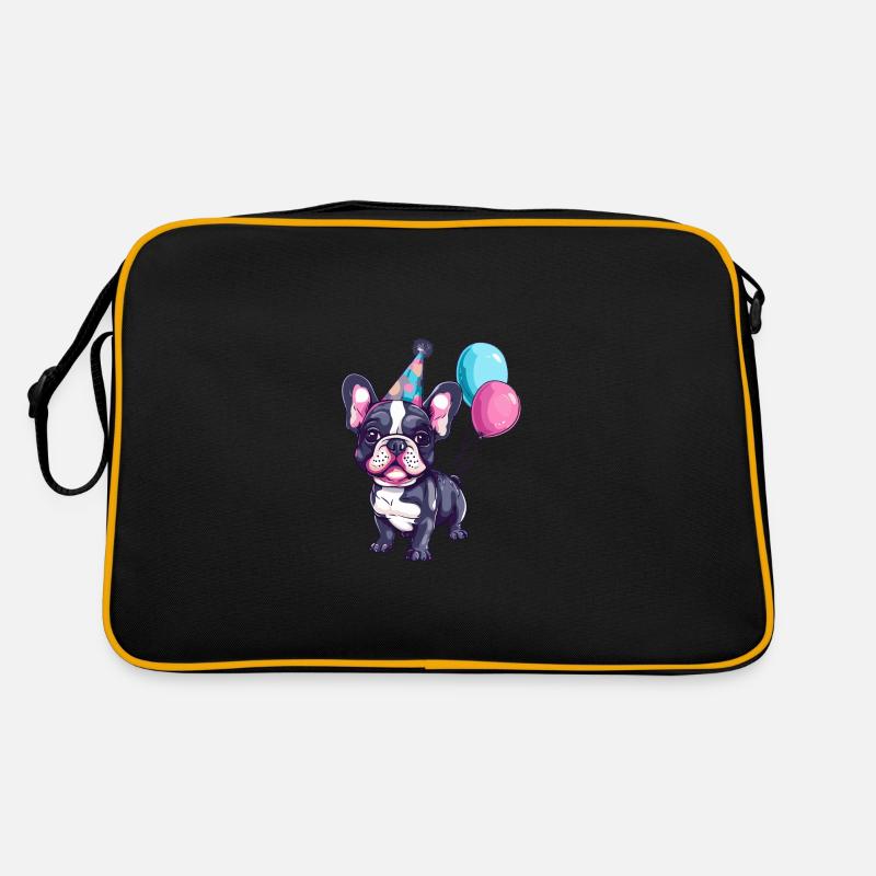 Französische Buldogge Hunde Geburtstag Comic Retro Tasche