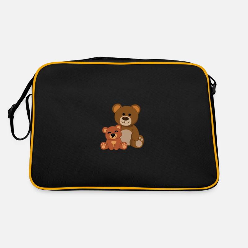 Teddy Teddybär Bär Teddys Bärchen Teddybären Comic - Retro Tasche - Schwarz/Gold